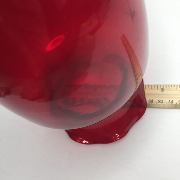 Indiana Glass Co Ruby Red #31000 Crimped 8" Vase Scalloped Edge Wide Mouth - Picture 12 of 13